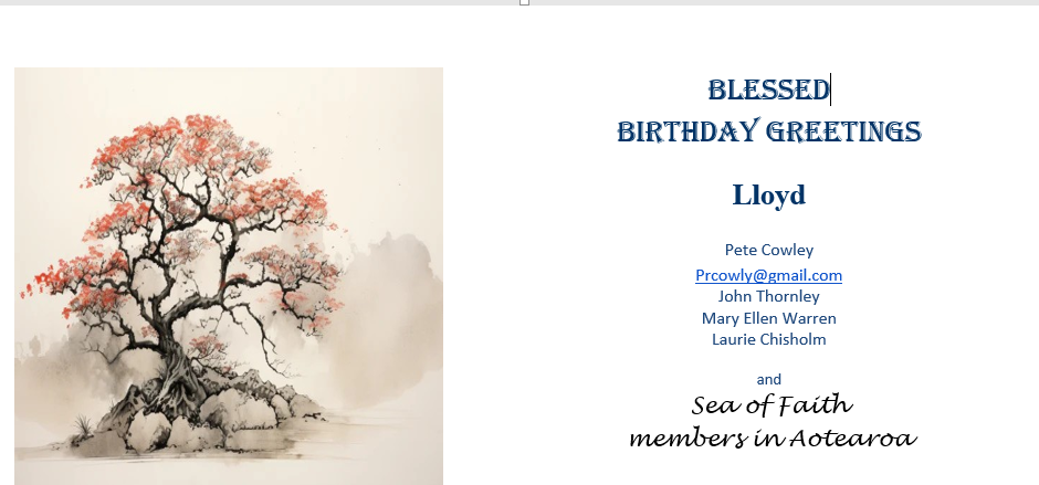 LLoyd's 105th brthday card